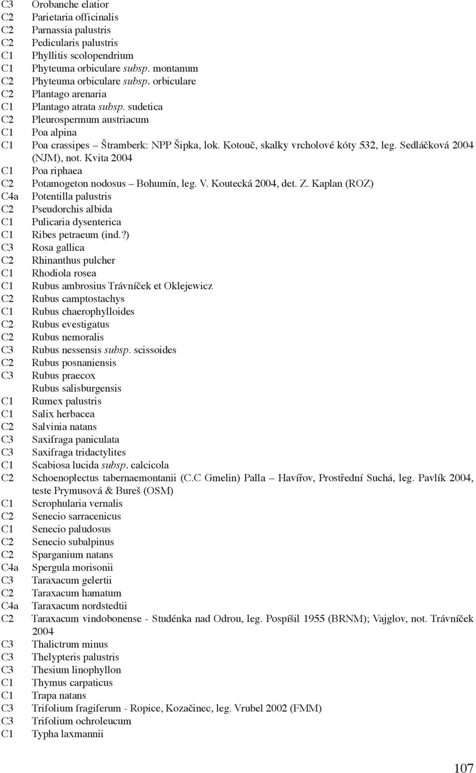 Sedláčková 2004 (NJM), not. Kvita 2004 C1 Poa riphaea Potamogeton nodosus Bohumín, leg. V. Koutecká 2004, det. Z.