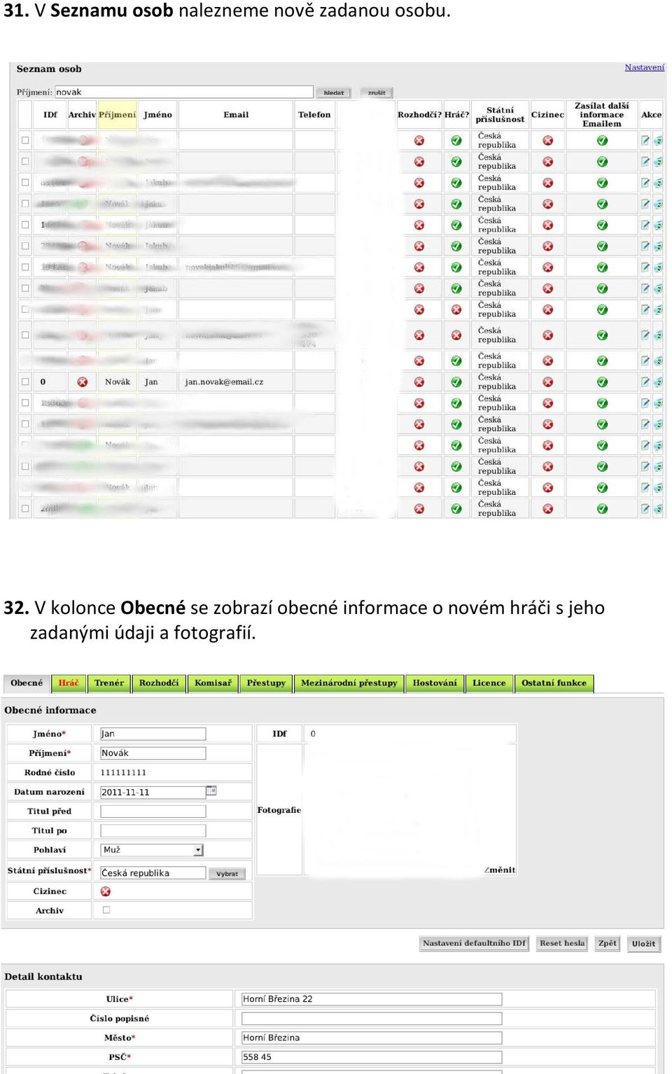 V kolonce Obecné se zobrazí obecné