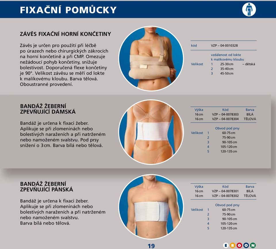 kód VZP 04-0010328 vzdálenost od lokte k malíkovému kloubu Velikost 1 25-30 cm dětská 2 35-40 cm 3 45-50 cm BANDÁŽ ŽEBERNÍ ZPEVŇUJÍCÍ DÁMSKÁ Bandáž je určena k fixaci žeber.
