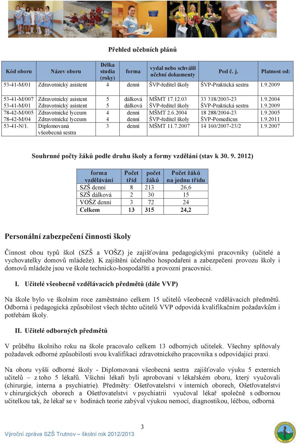 Zdravotnický asistent Zdravotnický asistent Zdravotnické lyceum Zdravotnické lyceum Diplomovaná všeobecná sestra 5 5 dálková dálková MŠMT 17.12.