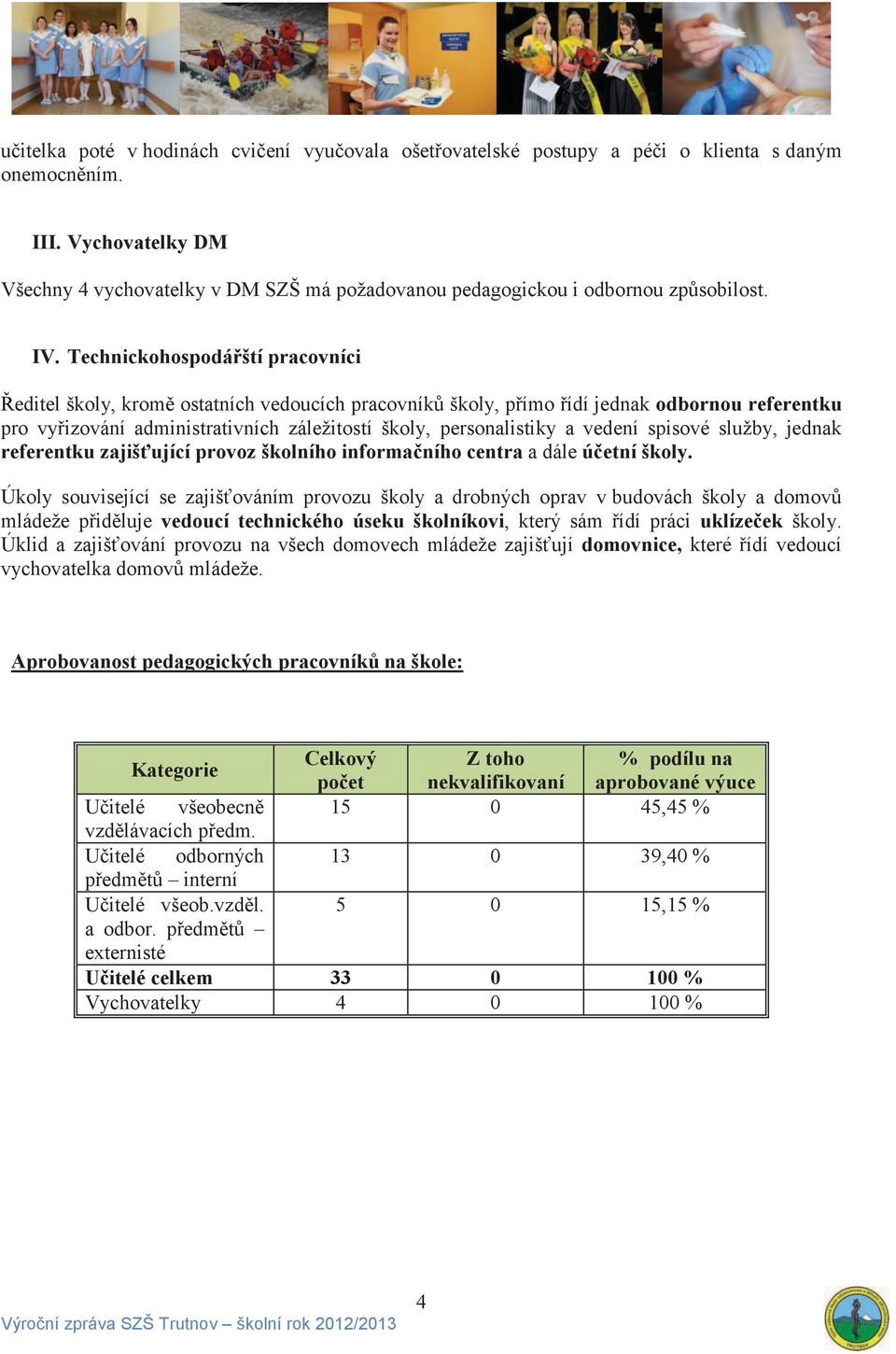 Technickohospodářští pracovníci Ředitel školy, kromě ostatních vedoucích pracovníků školy, přímo řídí jednak odbornou referentku pro vyřizování administrativních záležitostí školy, personalistiky a