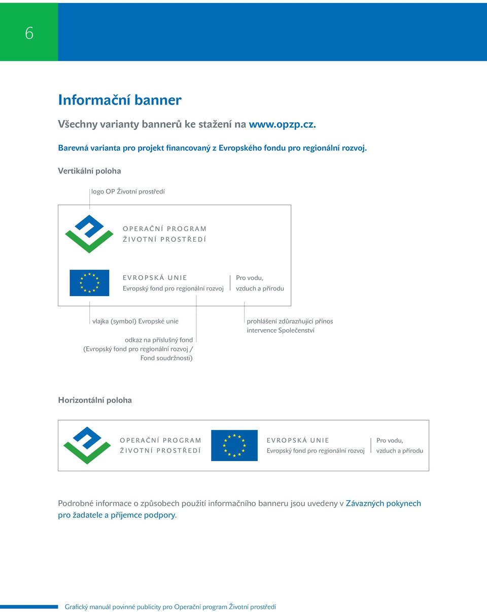 Vertikální poloha logo OP Životní prostředí vlajka (symbol) Evropské unie odkaz na příslušný fond ( / Fond
