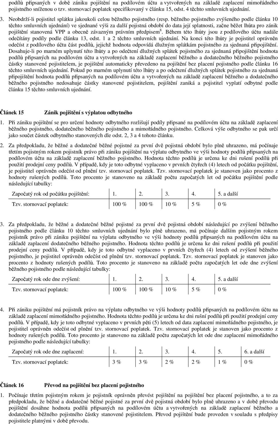 běžného pojistného zvýšeného podle článku 10 těchto smluvních ujednání) ve sjednané výši za další pojistná období do data její splatnosti, začne běžet lhůta pro zánik pojištění stanovená VPP a obecně