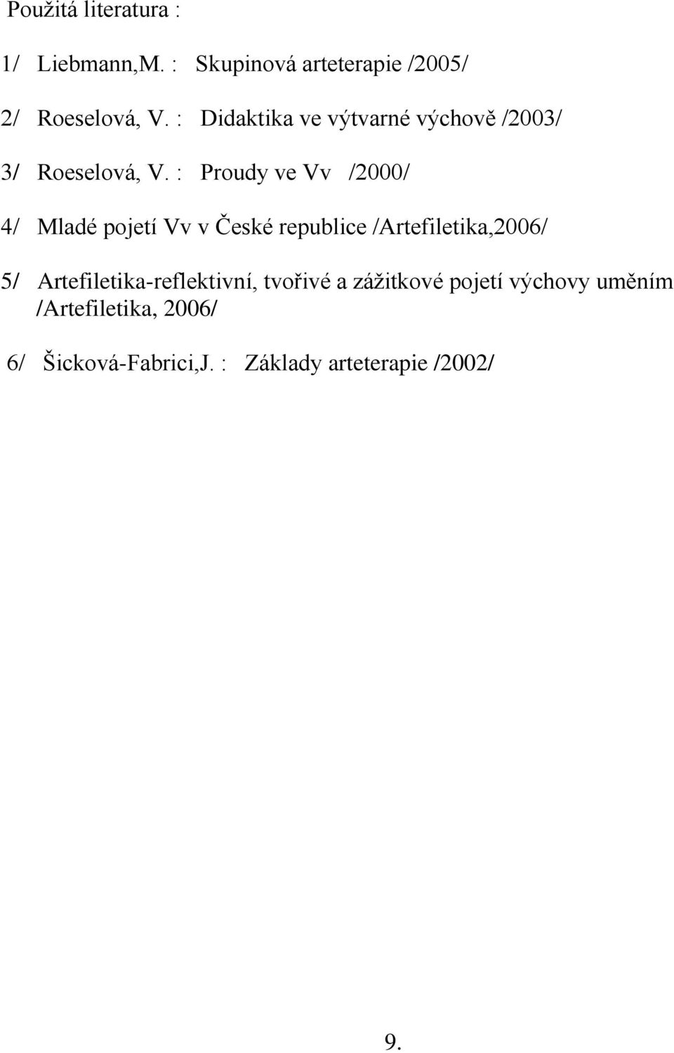 : Proudy ve Vv /2000/ 4/ Mladé pojetí Vv v České republice /Artefiletika,2006/ 5/