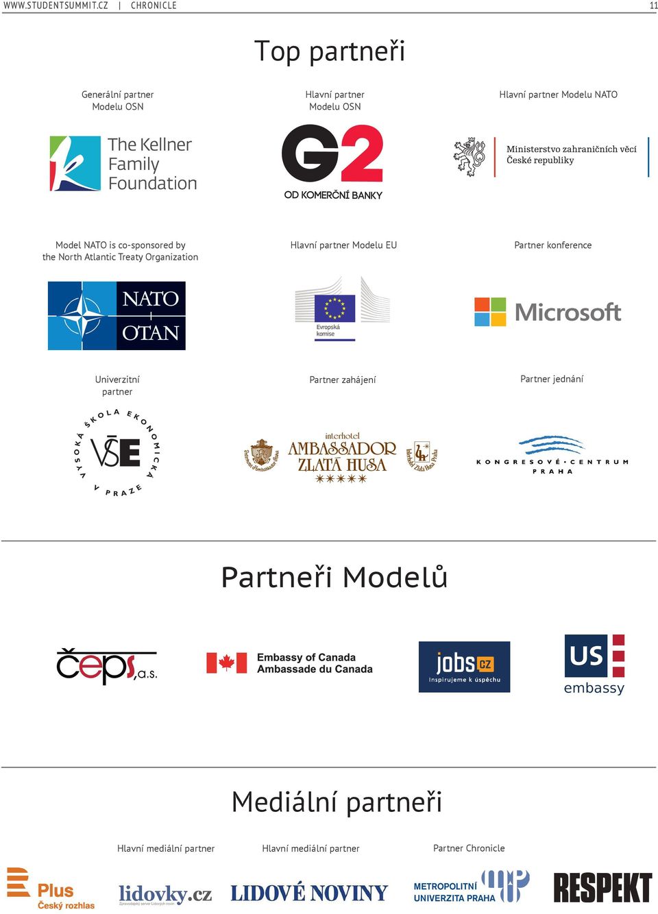 Model NATO is co-sponsored by the North Atlantic Treaty Organization Univerzitní partner Hlavní partner Modelu NATO Hlavní partner Modelu EU Model NATO is co-sponsored by the North