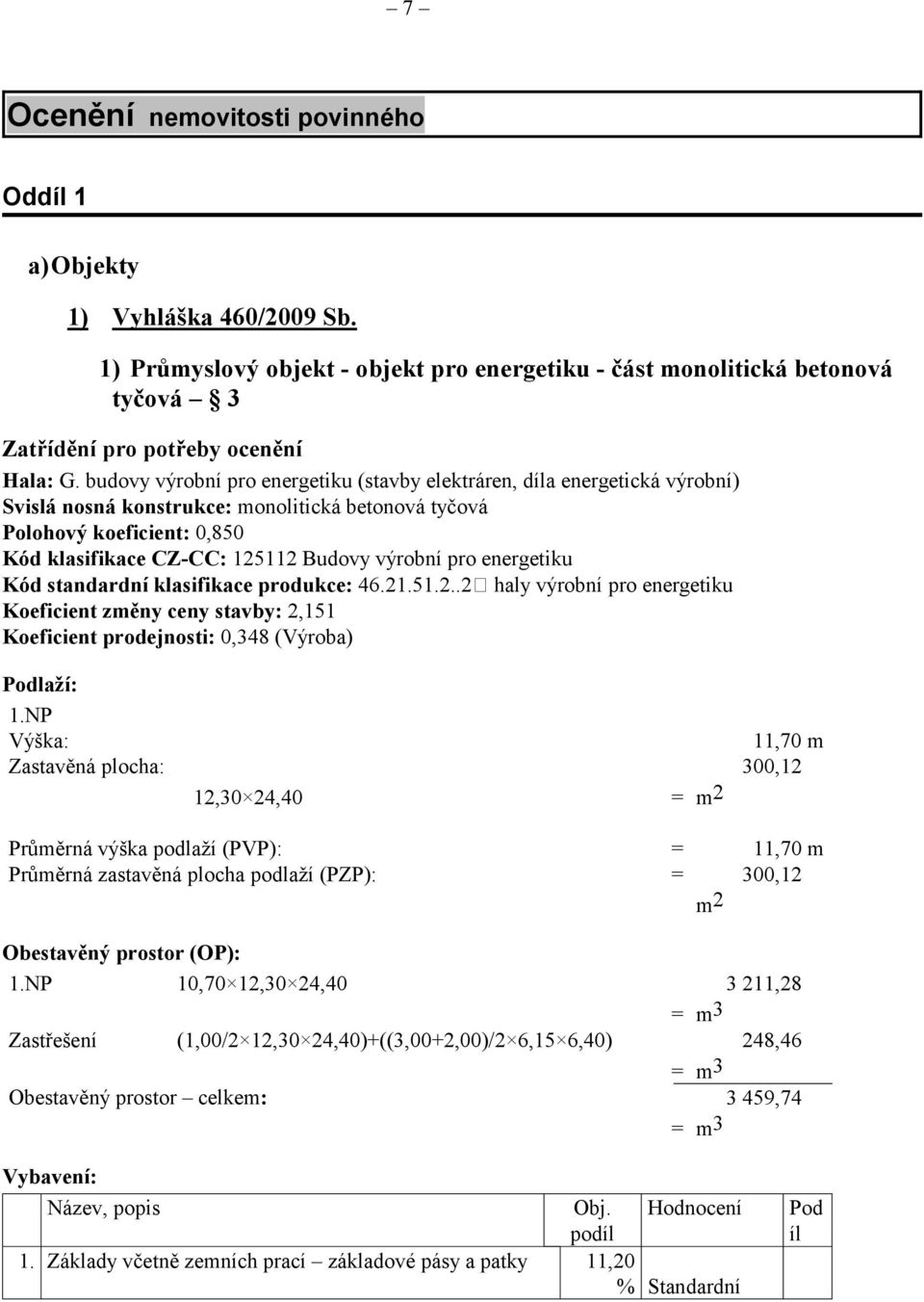 výrobní pro energetiku Kód standardní klasifikace produkce: 46215122 haly výrobní pro energetiku Koeficient změny ceny stavby: 2,151 Koeficient prodejnosti: 0,348 (Výroba) Podlaží: 1NP Výška: 11,70 m