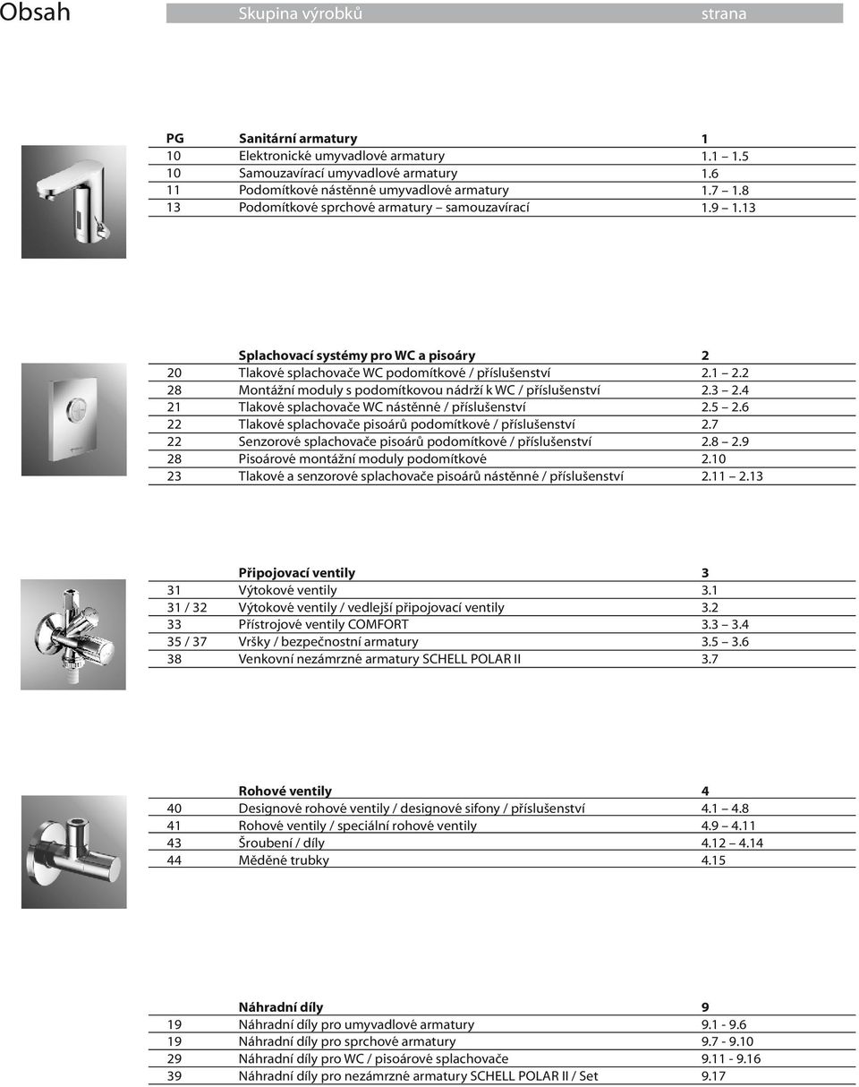 3 20 28 2 22 22 28 23 Splachovací systémy pro WC a pisoáry Tlakové splachovače WC podomítkové / příslušenství Montážní moduly s podomítkovou nádrží k WC / příslušenství Tlakové splachovače WC