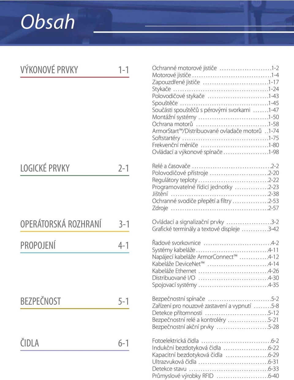 ......1-47 Montážní systémy...............................1-50 Ochrana motorů................................1-58 ArmorStart /Distribuované ovladače motorů..1-74 Softstartéry......................................1-75 Frekvenční měniče.