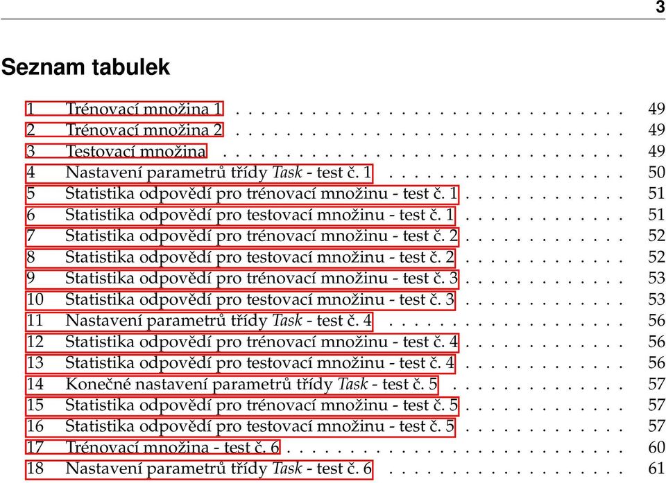 2............. 52 8 Statistika odpovědí pro testovací množinu - test č. 2............. 52 9 Statistika odpovědí pro trénovací množinu - test č. 3.