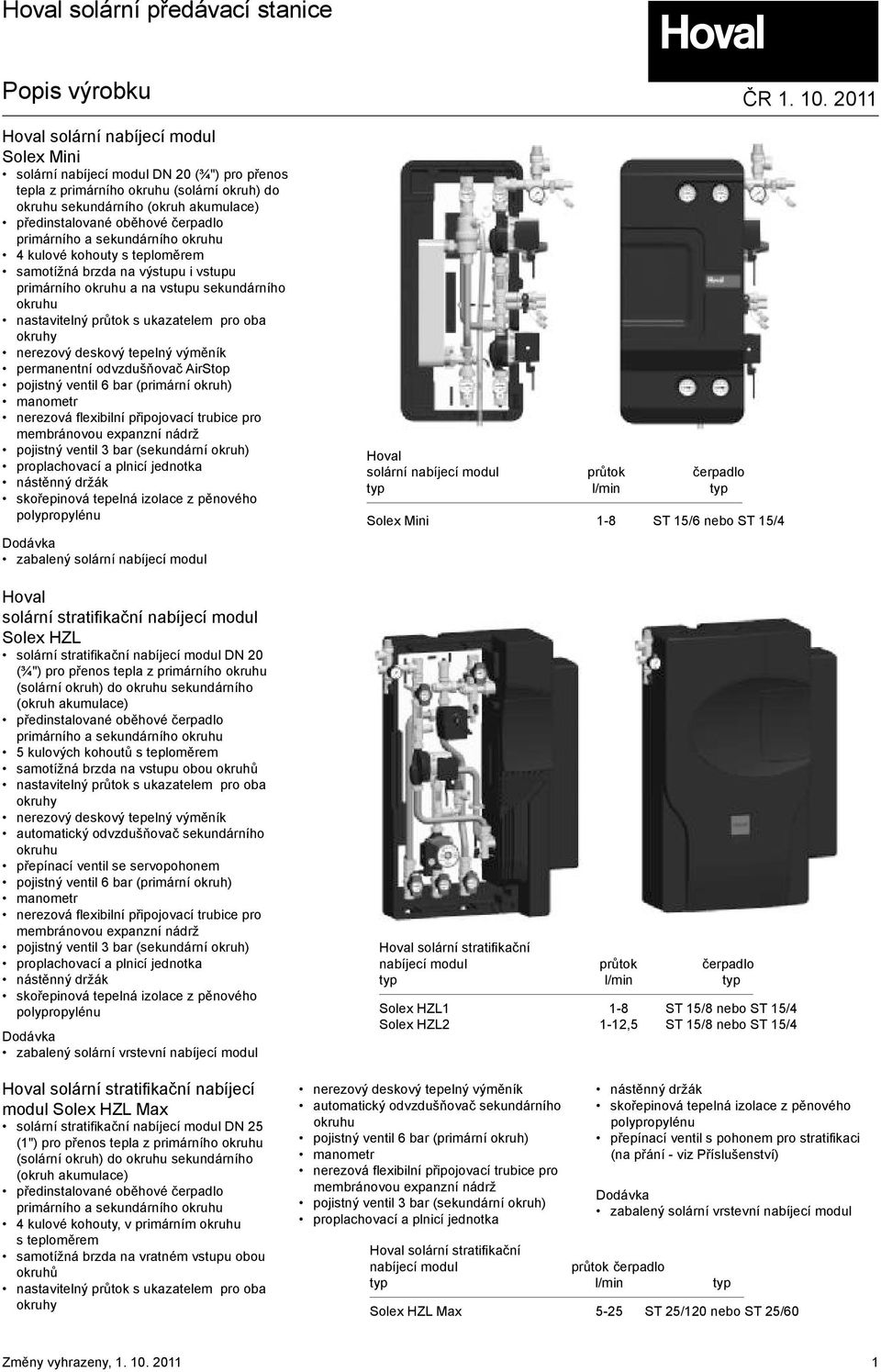 strati kační nabíjecí modul Solex HZL solární stratifikační nabíjecí modul DN 20 (¾") pro přenos tepla z primárního (solární okruh) do sekundárního (okruh akumulace) 5 kulových kohoutů s teploměrem