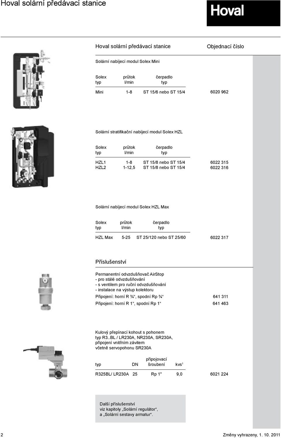 odvzdušňování - s ventilem pro ruční odvzdušňování - instalace na výstup kolektoru Připojení: horní R ¾, spodní Rp ¾ 641 311 Připojení: horní R 1, spodní Rp 1 641 463 Kulový přepínací kohout s