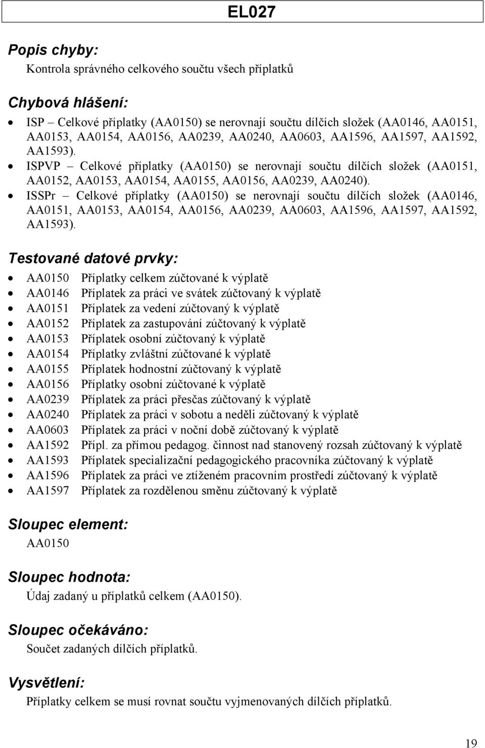 ISSPr Celkové příplatky (AA0150) se nerovnají součtu dílčích složek (AA0146, AA0151, AA0153, AA0154, AA0156, AA0239, AA0603, AA1596, AA1597, AA1592, AA1593).