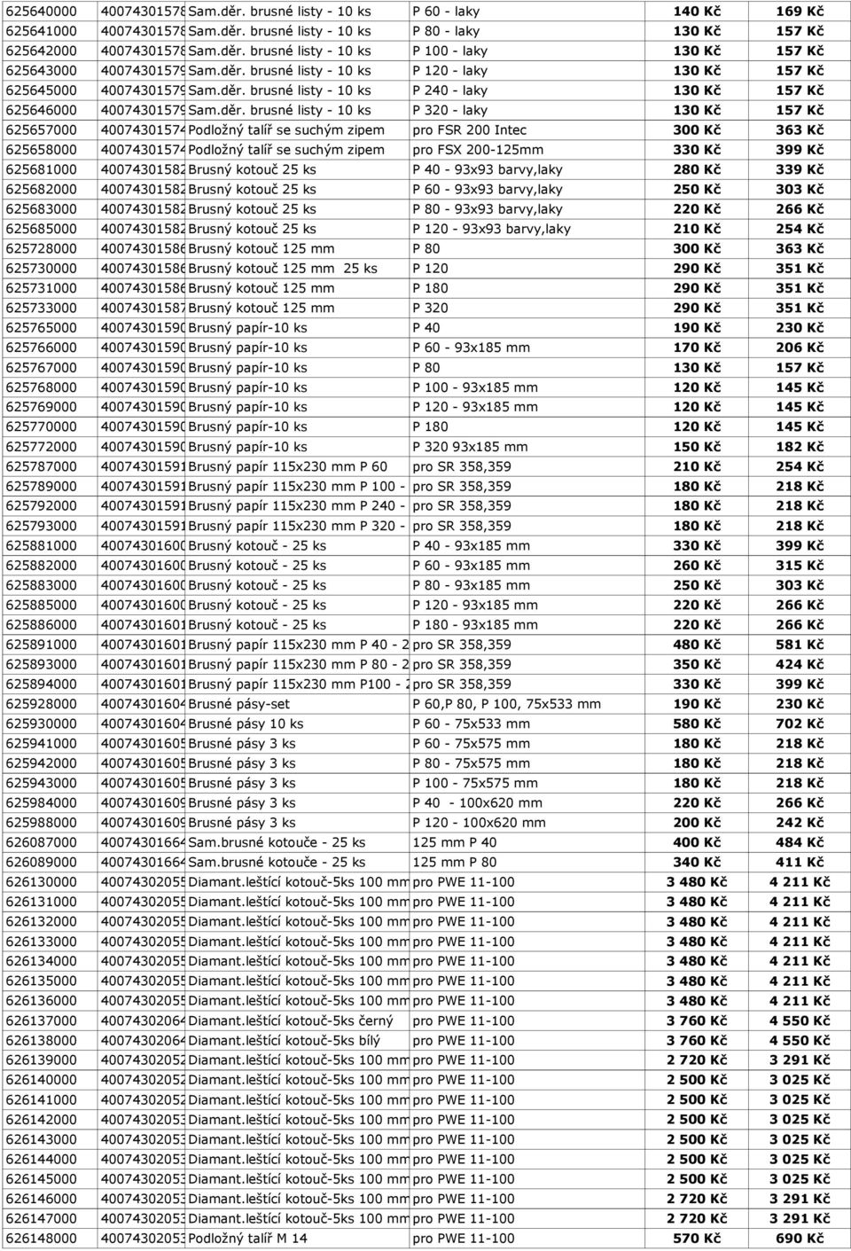 laky 130 Kč 157 Kč 625657000 4007430157461 Podložný talíř se suchým zipem pro FSR 200 Intec 300 Kč 363 Kč 625658000 4007430157447 Podložný talíř se suchým zipem pro FSX 200-125mm 330 Kč 399 Kč