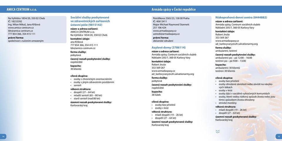 cz 30 klientů osoby s chronickým onemocněním osoby s jiným zdravotním postižením Petržílkova 2565/23, 158 00 Praha IČ: 40613411 Major Michael Raymond Stannett 251 106 424 www.armadaspasy.