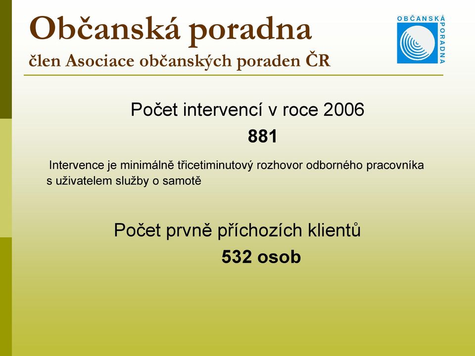 minimálně třicetiminutový rozhovor odborného pracovníka