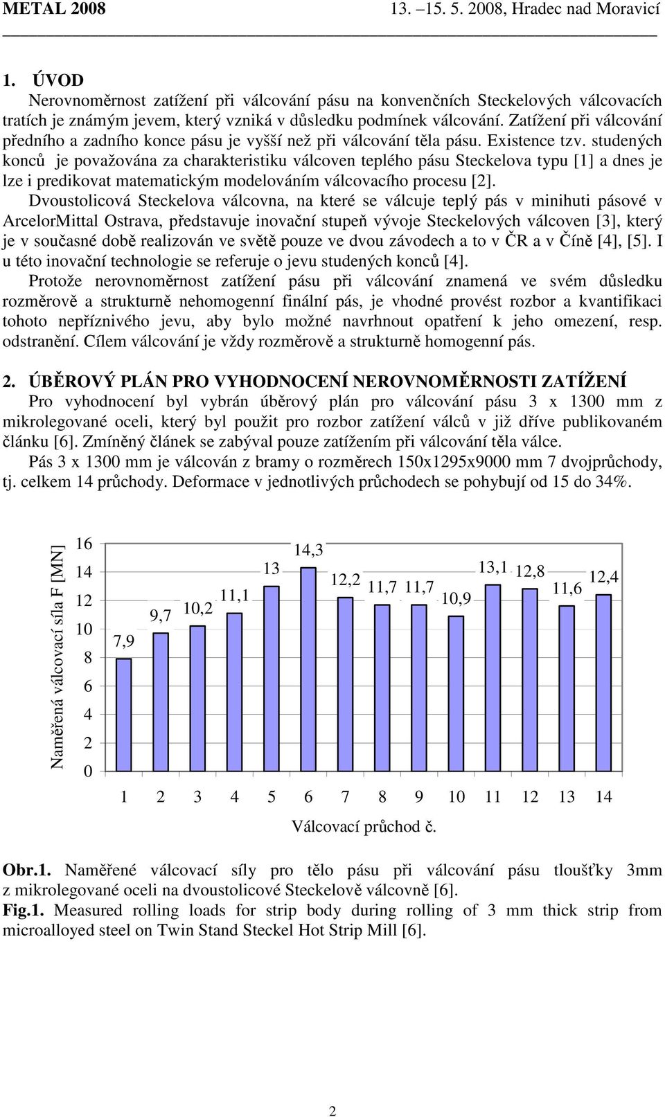 studených konců je považována za charakteristiku válcoven teplého pásu Steckelova typu [1] a dnes je lze i predikovat matematickým modelováním válcovacího procesu [2].