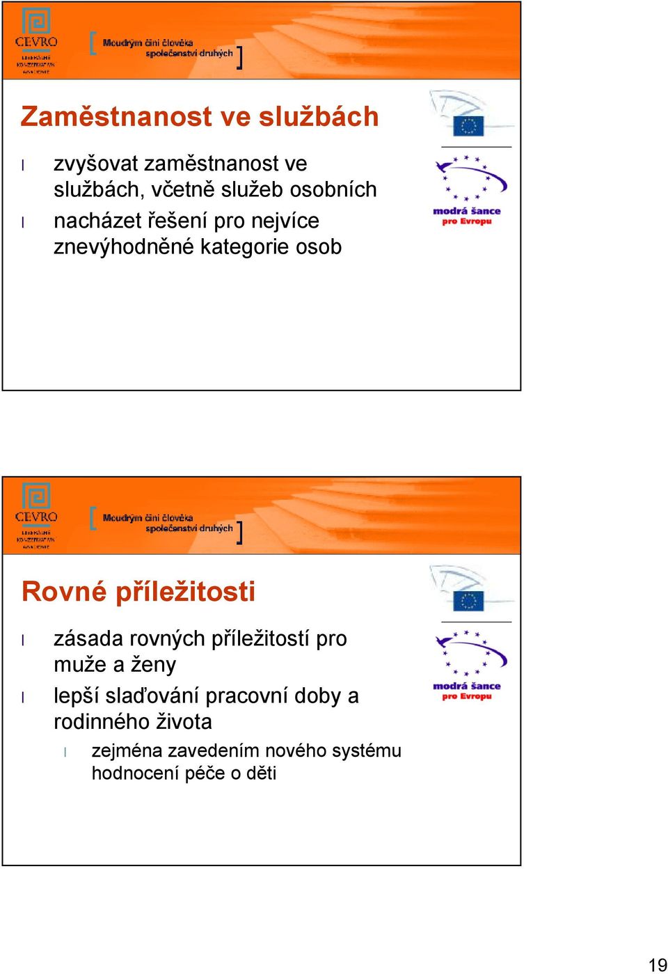 příležitosti zásada rovných příležitostí pro muže a ženy lepší slaďování