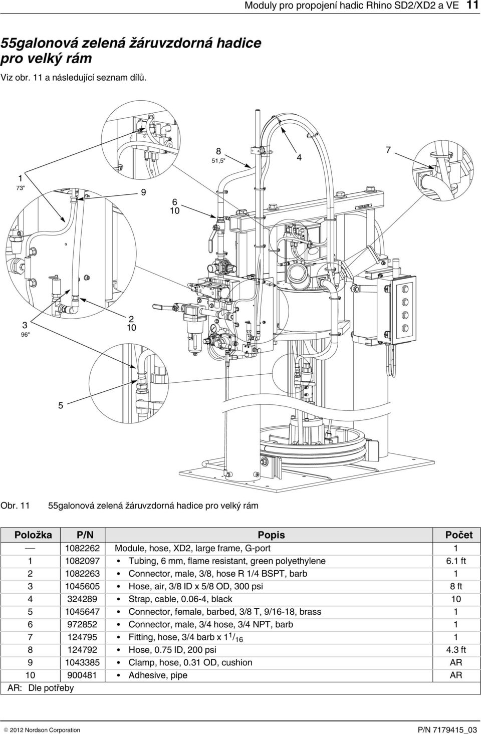 ft Connector, male, /, hose R / BSPT, barb 0 Hose, air, / ID x / OD, 00 psi ft Strap, cable, 0.