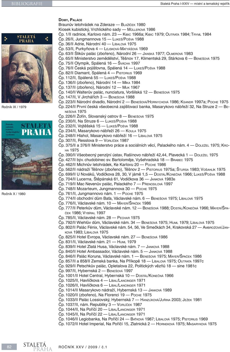 53/II, Purkyňova 4 LEJSKOVÁ-MATYÁŠOVÁ 1969 Čp. 63/II Šlikův palác (zbořeno), Národní 26 JANSKÁ 1977; OLMEROVÁ 1983 Čp.