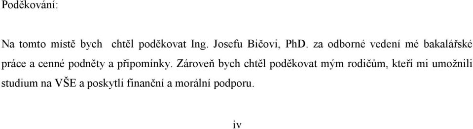 za odborné vedení mé bakalářské práce a cenné podněty a