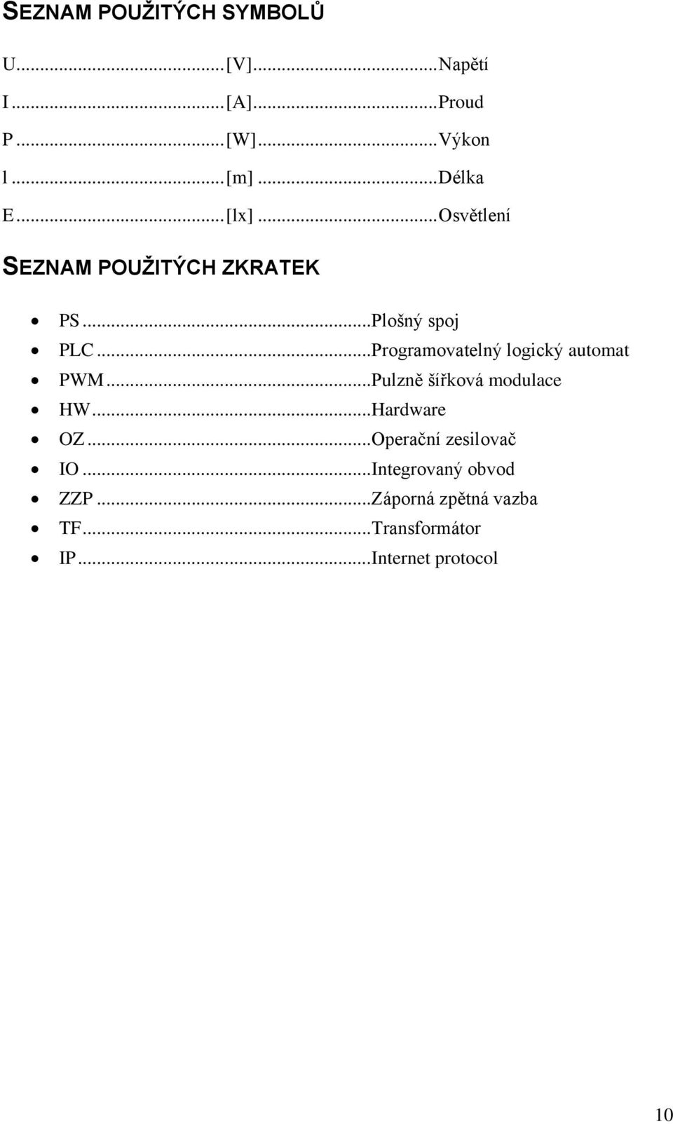 .. Programovatelný logický automat PWM... Pulzně šířková modulace HW... Hardware OZ.