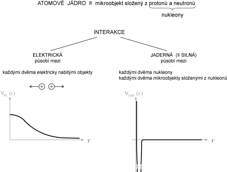 objekty JADRNÁ ( SILNÁ) působí mezi kaţdými dvěma nukleony