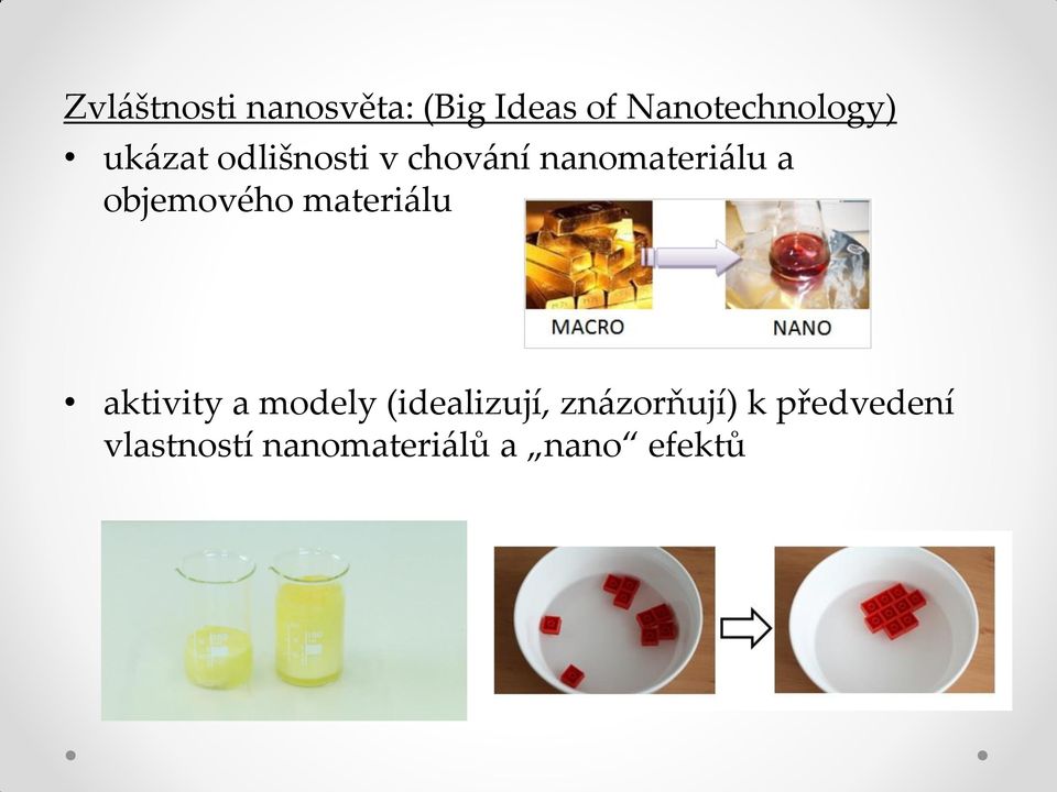 objemového materiálu aktivity a modely (idealizují,