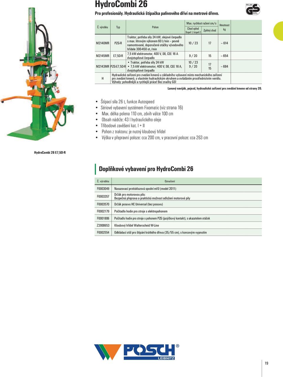 /min M2145MR E7,5D-R 7,5 kw elektromotor, 400 V, S6, CEE 16 A 9 / 20 15 ~ 654 Traktor, potřeba síly 24 kw 10 / 23 17 M2143MR PZG-E7,5D-R 7,5 kw elektromotor, 400 V, S6, CEE 16 A, 9 / 20 15 ~ 684 H