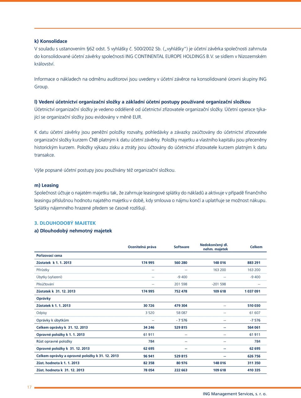 Informace o nákladech na odměnu auditorovi jsou uvedeny v účetní závěrce na konsolidované úrovni skupiny ING Group.