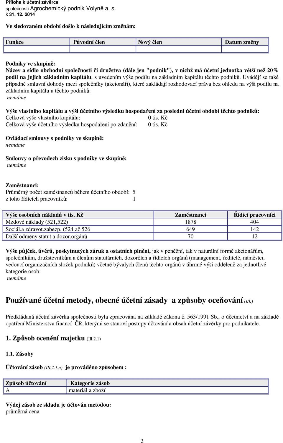 Uvádějí se také případné smluvní dohody mezi společníky (akcionáři), které zakládají rozhodovací práva bez ohledu na výši podílu na základním kapitálu u těchto podniků: Výše vlastního kapitálu a výši