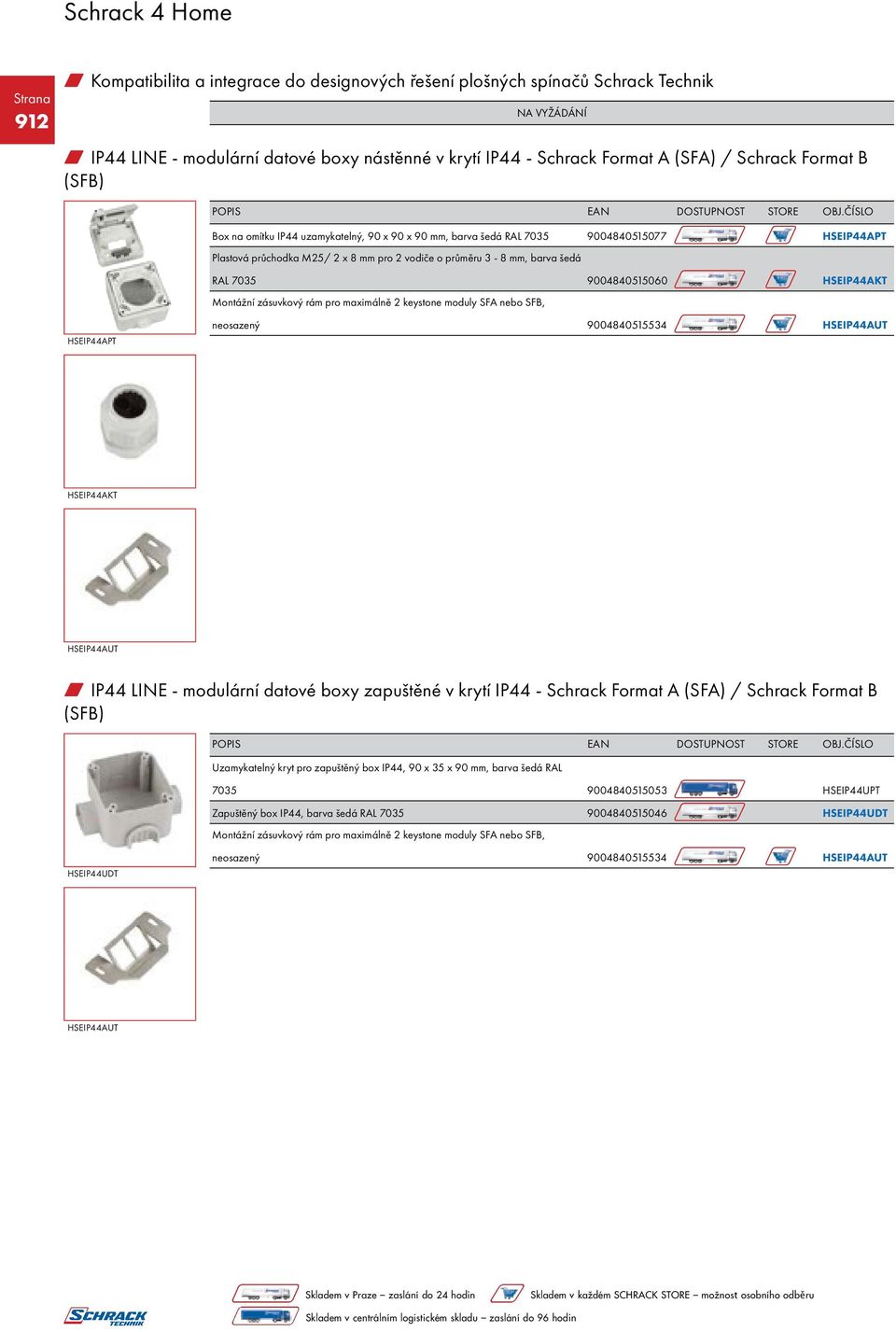 9004840515060 HSEIP44AKT Montážní zásuvkový rám pro maximálně 2 keystone moduly SFA nebo SFB, HSEIP44APT neosazený 9004840515534 HSEIP44AUT HSEIP44AKT HSEIP44AUT w IP44 LINE - modulární datové boxy