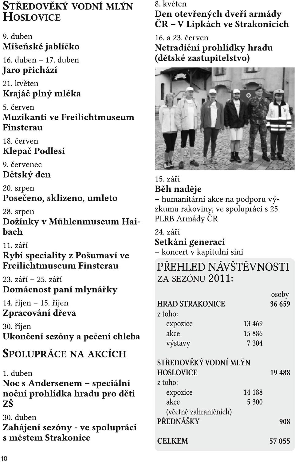 červen Muzikanti ve Freilichtmuseum Finsterau 18. červen Klepač Podlesí 9. červenec Dětský den 20. srpen Posečeno, sklizeno, umleto 28. srpen Dožínky v Mühlenmuseum Haibach 11.