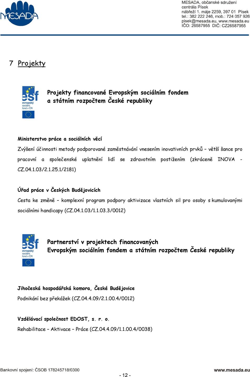 1/2181) Úřad práce v Českých Budějovicích Cesta ke změně komplexní program podpory aktivizace vlastních sil pro osoby s kumulovanými sociálními handicapy (CZ.04.1.03/