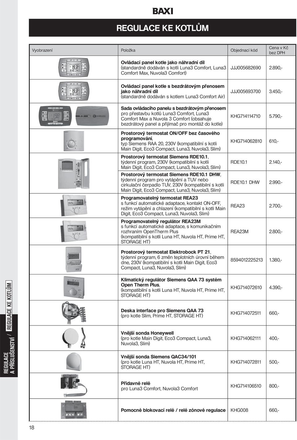 450,- Sada ovládacího panelu s bezdrátovým přenosem pro přestavbu kotlů Luna3 Comfort, Luna3 Comfort Max a Nuvola 3 Comfort (obsahuje bezdrátový panel a přijímač pro montáž do kotle) Prostorový