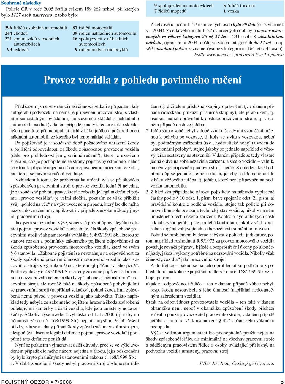 motocyklů Z celkového počtu 1127 usmrcených osob bylo 39 dětí (o 12 více než v r. 2004). Z celkového počtu 1127 usmrcených osob bylo nejvíce usmrcených ve věkové kategorii 25 až 34 let 231 osob.