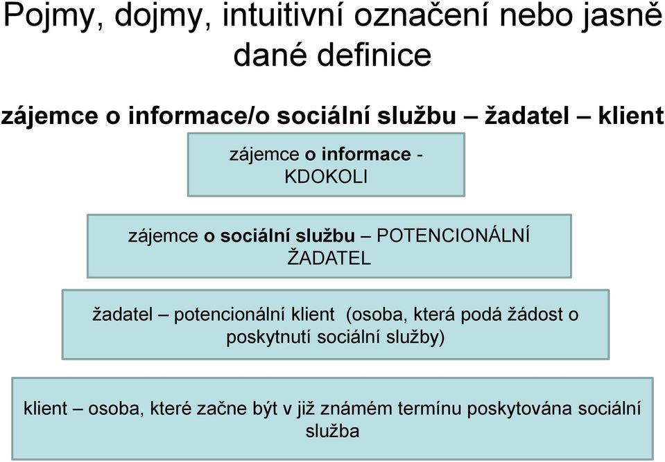 POTENCIONÁLNÍ ŽADATEL žadatel potencionální klient (osoba, která podá žádost o