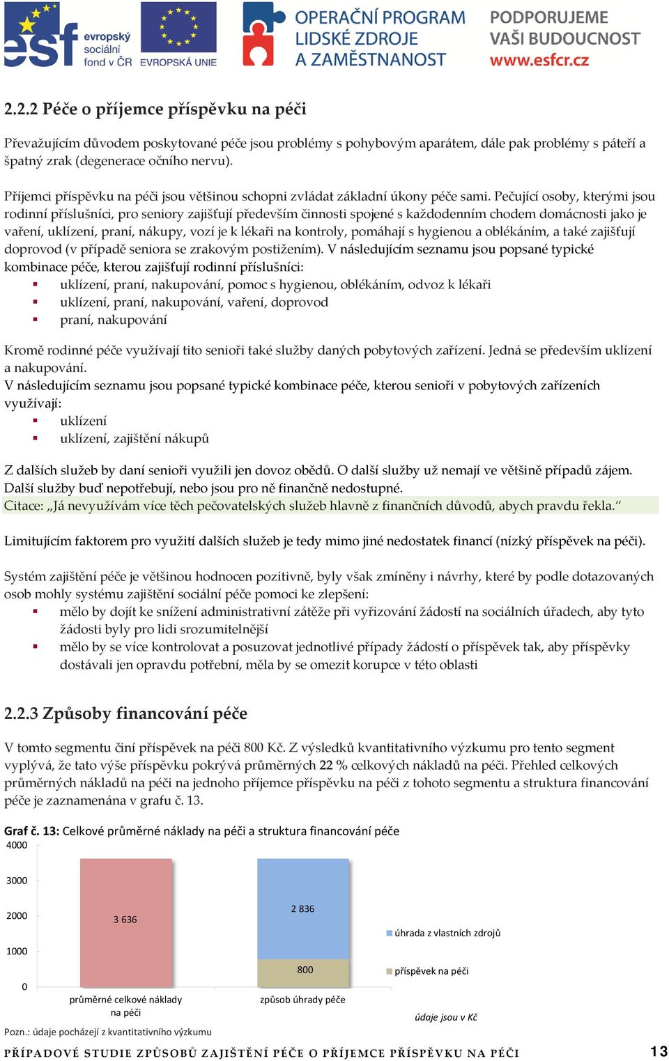 Pečující osoby, kterými jsou rodinní příslušníci, pro seniory zajišťují především činnosti spojené s každodenním chodem domácnosti jako je vaření, uklízení, praní, nákupy, vozí je k lékaři na
