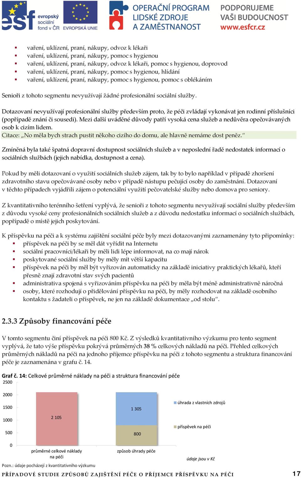 Dotazovaní nevyužívají profesionální služby především proto, že péči zvládají vykonávat jen rodinní příslušníci (popřípadě znání či sousedi).