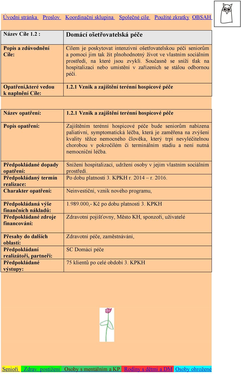 vlastním sociálním prostředí, na které jsou zvyklí. Současně se sníží tlak na hospitalizaci nebo umístění v zařízeních se stálou odbornou péčí. 1.2.