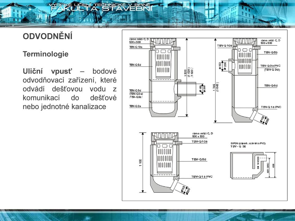 které odvádí dešťovou vodu z