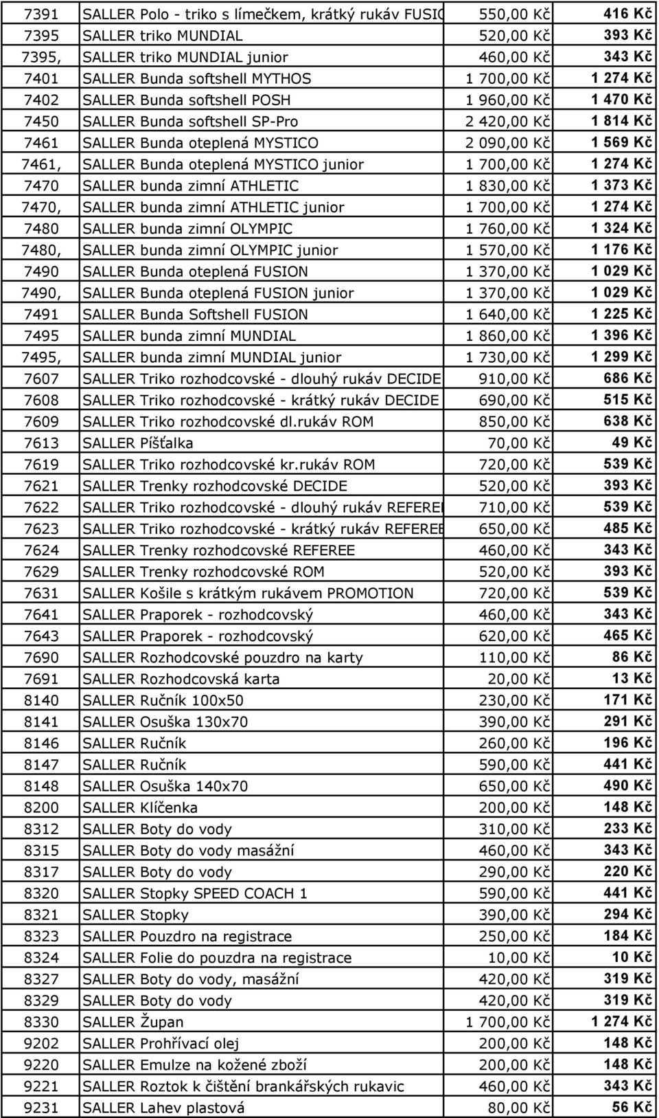 SALLER Bunda oteplená MYSTICO junior 1 700,00 Kč 1 274 Kč 7470 SALLER bunda zimní ATHLETIC 1 830,00 Kč 1 373 Kč 7470, SALLER bunda zimní ATHLETIC junior 1 700,00 Kč 1 274 Kč 7480 SALLER bunda zimní