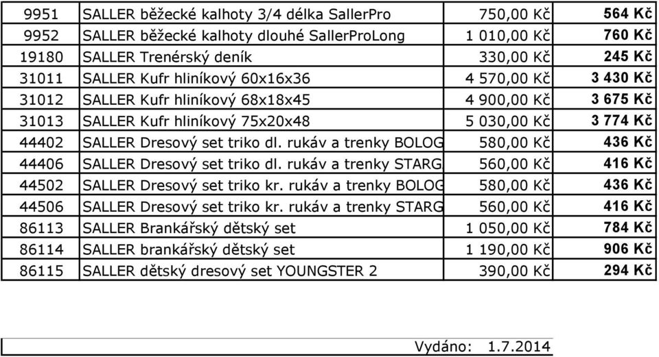 rukáv a trenky BOLOGNA 580,00 Kč 436 Kč 44406 SALLER Dresový set triko dl. rukáv a trenky STARGATE 560,00 Kč 416 Kč 44502 SALLER Dresový set triko kr.