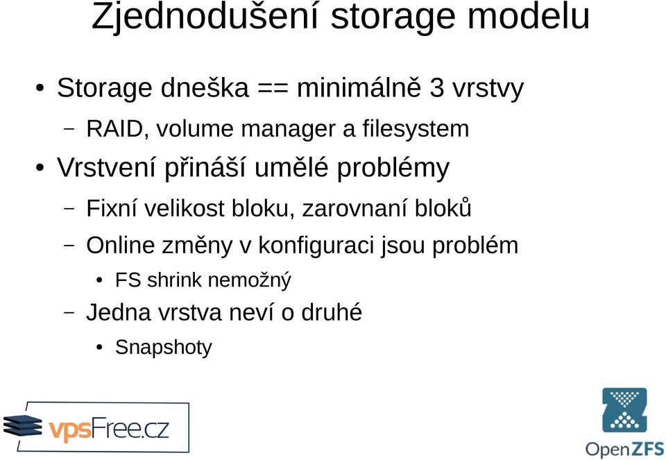 Fixní velikost bloku, zarovnaní bloků Online změny v konfiguraci