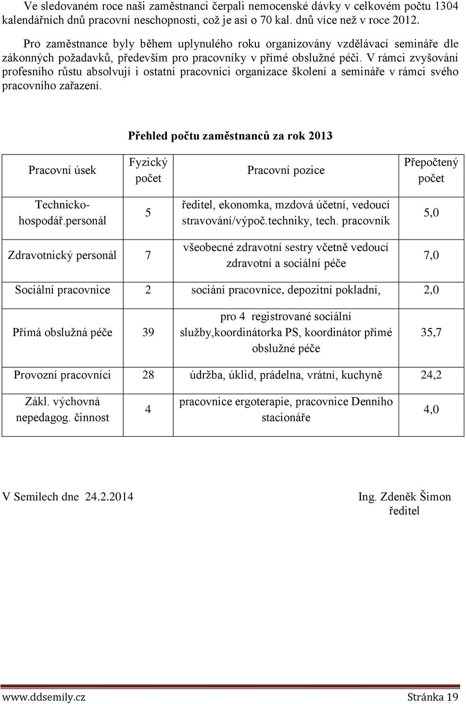 V rámci zvyšování profesního růstu absolvují i ostatní pracovníci organizace školení a semináře v rámci svého pracovního zařazení.