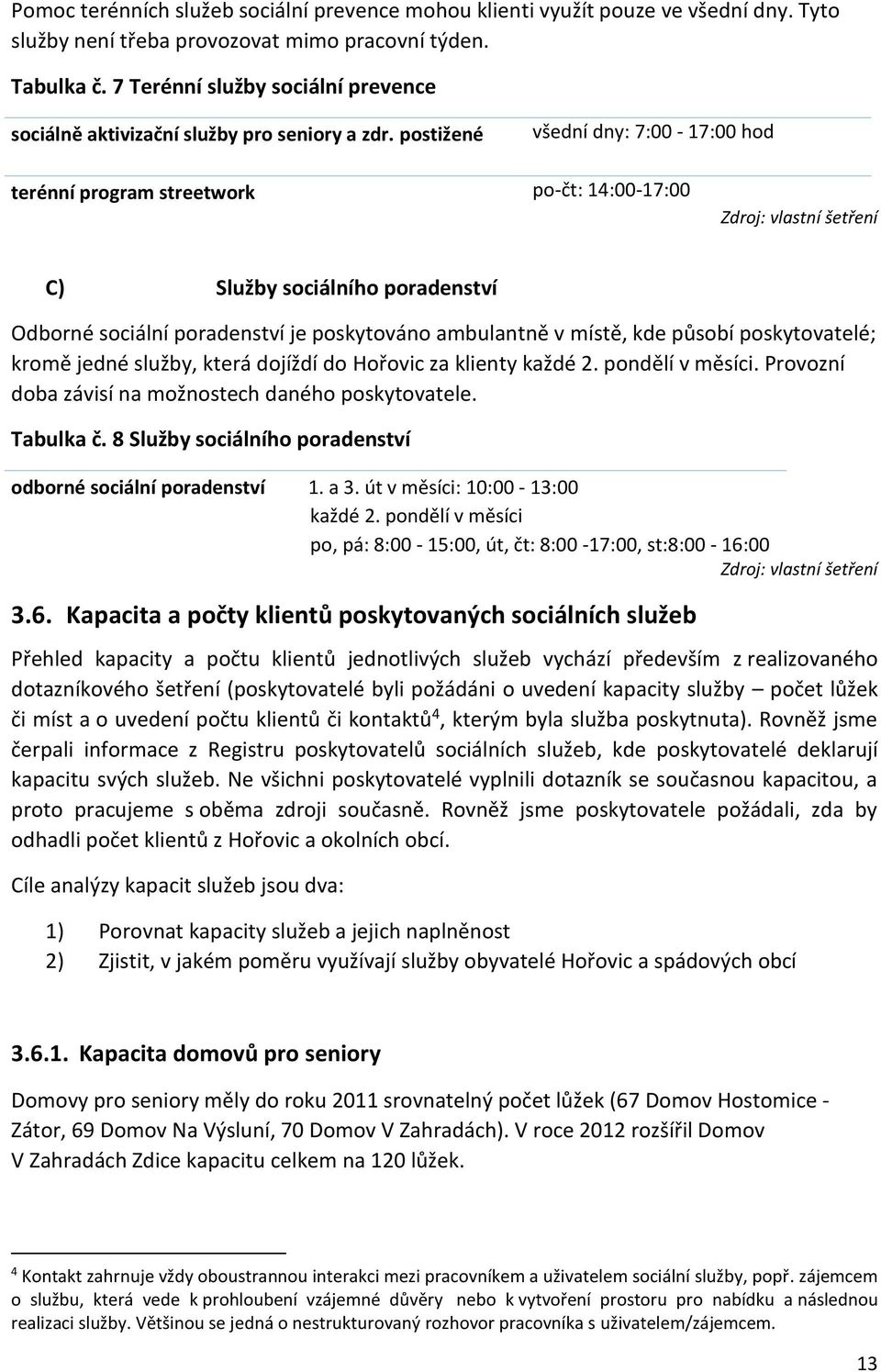 postižené všední dny: 7:00-17:00 hod terénní program streetwork po-čt: 14:00-17:00 C) Služby sociálního poradenství Odborné sociální poradenství je poskytováno ambulantně v místě, kde působí