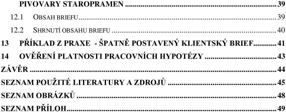 .. 41 14 OVĚŘENÍ PLATNOSTI PRACOVNÍCH HYPOTÉZY... 43 ZÁVĚR.