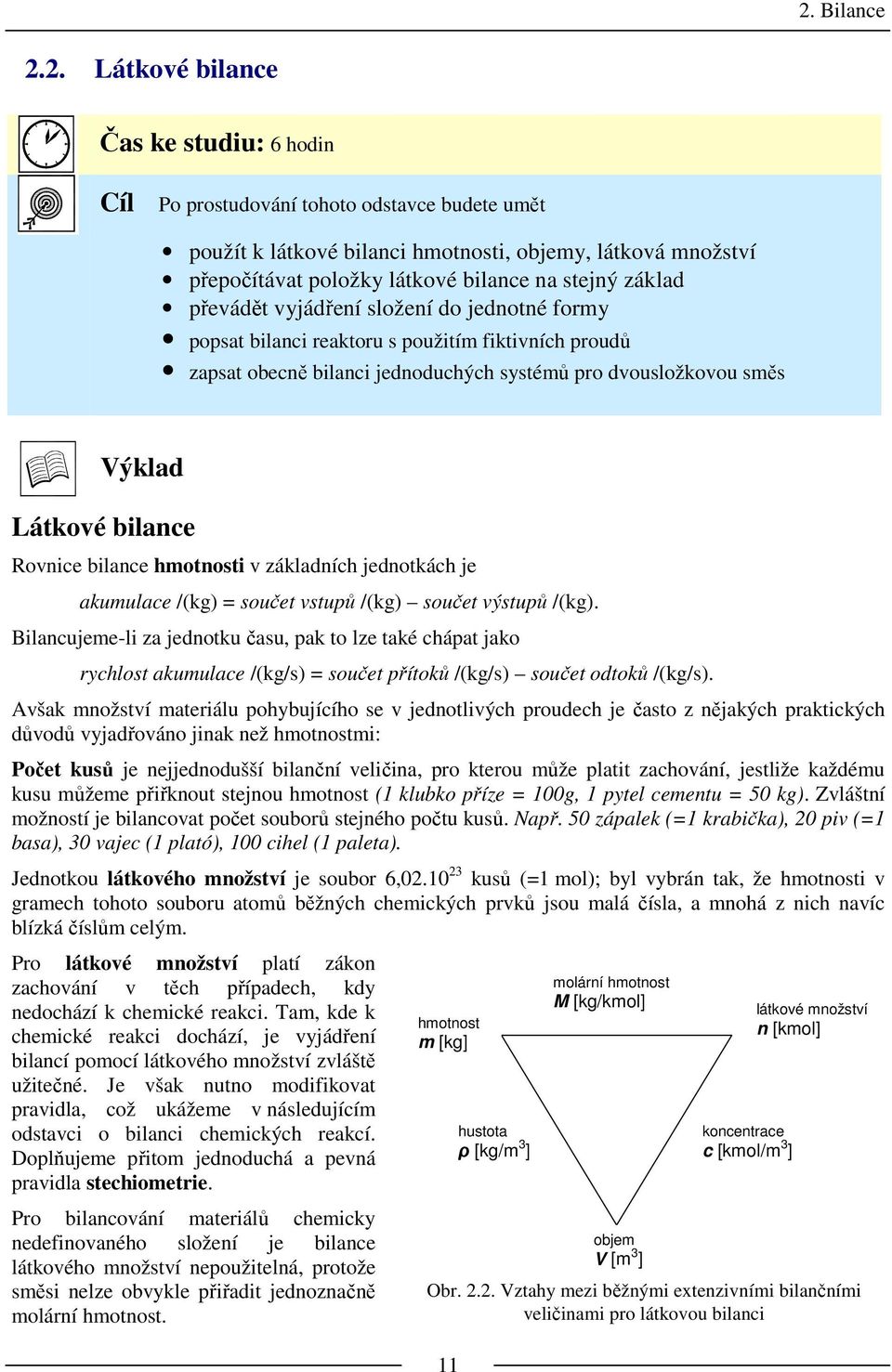 Látkové bilance Rovnice bilance hmotnosti v základních jednotkách je akumulace /(kg) = součet vstupů /(kg) součet výstupů /(kg).