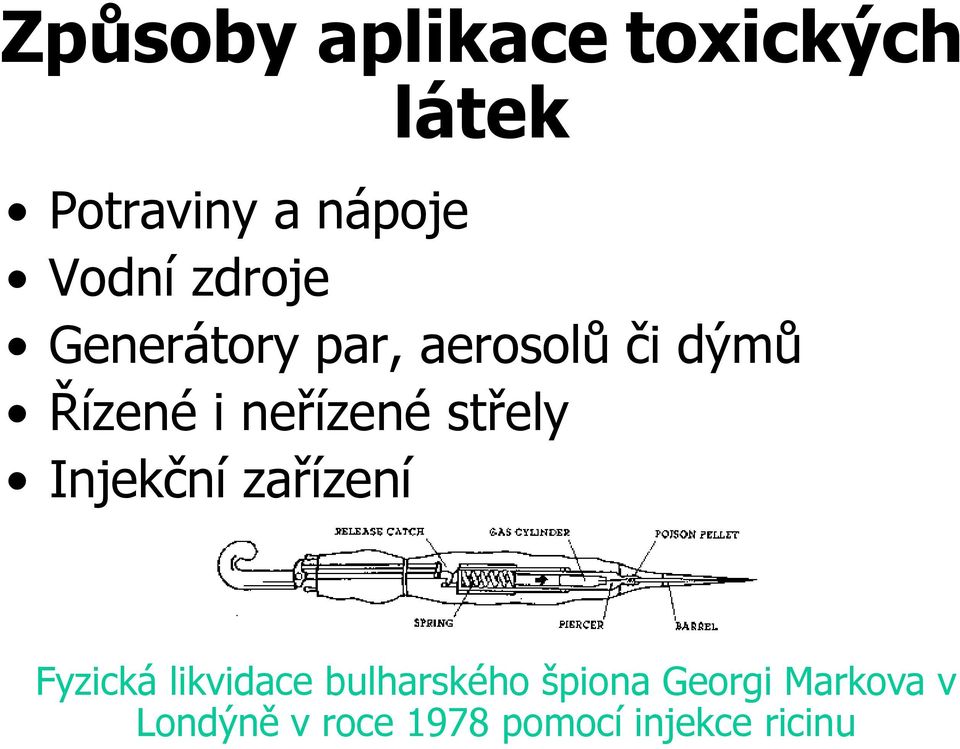 střely Injekční zařízení Fyzická likvidace bulharského