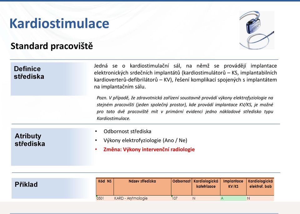 V případě, že zdravotnická zařízení soustavně provádí výkony elektrofyziologie na stejném pracovišti (jeden společný prostor), kde provádí implantace KV/KS, je možné pro