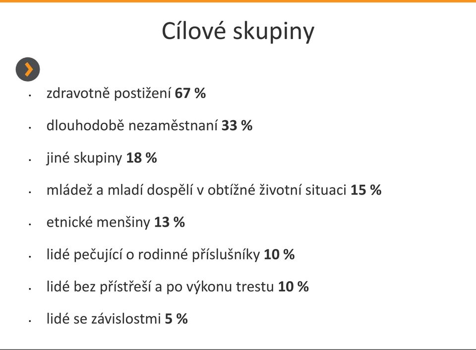 situaci 15 % etnické menšiny 13 % lidé pečující o rodinné